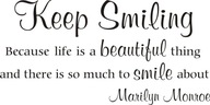 Nálepka s nápisom na stenu citát -Keep smiling... 47 Nálepka s nápisom na stenu citát -Keep smiling... 47