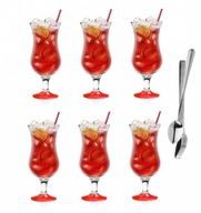 6x ČERVENÉ koktejlové poháre + lyžice 420ml 6x ČERVENÉ koktejlové poháre + lyžice 420ml