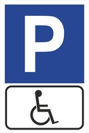 tabuľová tabuľa parkovisko P22 pre invalidov 40x60 cm