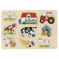 Gokiho farmárske puzzle Drevené puzzle s rúčkami Gokiho farmárske puzzle Drevené puzzle s rúčkami