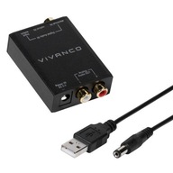 Stereo audio prevodník Toslink / SPDIF na 2xCinch