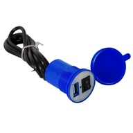 Modrá ZAP/VYP 2,1 A USB nabíjačka pre motocykle