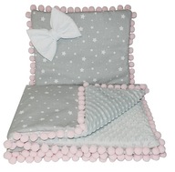 Minky set DEKA 75x100 + VANKÚŠ, Bambuľky Minky set DEKA 75x100 + VANKÚŠ, Bambuľky