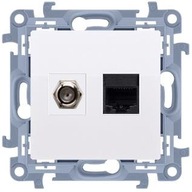 SIMON 10 Anténa+počítačová zásuvka F+RJ45 biela SIMON 10 Anténa+počítačová zásuvka F+RJ45 biela
