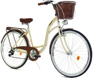 Mestský dámsky bicykel DALLAS 26 28 6 prevodov Krémový