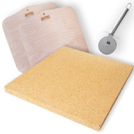 Šamotový kameň na pizzu 36x36 + 2 stierky + nôž Šamotový kameň na pizzu 36x36 + 2 stierky + nôž