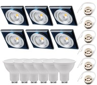 Sada 6x štvorcové sklenené halogénové oko + LED GU10 Sada 6x štvorcové sklenené halogénové oko + LED GU10