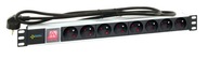 RACK 1U 19 RALZ Napájacia lišta s 8 zásuvkami Pulsar RACK 1U 19 RALZ Napájacia lišta s 8 zásuvkami Pulsar