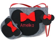 kabelka s Mickeyho menom, zipsom a čelenkou na myš