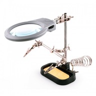 Držiak do tretej ruky s lupou 2 x LED + špongia ZD-10MB Držiak do tretej ruky s lupou 2 x LED + špongia ZD-10MB