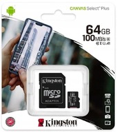 Pamäťová karta microSD KINGSTON class 10 s kapacitou 64 GB Pamäťová karta microSD KINGSTON class 10 s kapacitou 64 GB