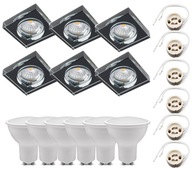 Sada 6x štvorcové sklenené halogénové očko + LED GU10 Sada 6x štvorcové sklenené halogénové očko + LED GU10
