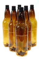Fľaša na domáce pivo a víno, PET 1L, hnedá, 25 ks.