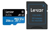 Lexar microSDXC 256GB 633x 95MB/s U1 V30 + adaptér Lexar microSDXC 256GB 633x 95MB/s U1 V30 + adaptér
