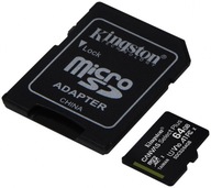 64GB microSD Kingston SDXC CL10 100MB/s SD adaptér