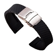 Silikónový remienok na hodinky 22mm čierny + teleskopy Silikónový remienok na hodinky 22mm čierny + teleskopy