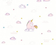Tapeta UNICORN biela 36158-1 Jednorožce a oblaky Tapeta UNICORN biela 36158-1 Jednorožce a oblaky