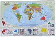 Podložka na stôl - Politická mapa sveta + údaje Podložka na stôl - Politická mapa sveta + údaje