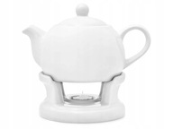 Džbán s ohrievačom na čajník, 1L, biely porcelán