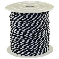 Splietaná šnúrka 3,2 mm, biela a čierna, 25 metrov, ROLL Splietaná šnúrka 3,2 mm, biela a čierna, 25 metrov, ROLL