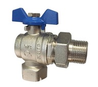 Uhlový guľový ventil s 1/2'' skrutkovým pripojením a upchávkou Uhlový guľový ventil s 1/2'' skrutkovým pripojením a upchávkou
