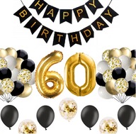 BALÓNKY sada čísel 60 ROKOV konfiet BLACK GOLD BALÓNKY sada čísel 60 ROKOV konfiet BLACK GOLD