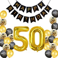 BLACK & GOLD 50. narodeninové balóny s konfetami BLACK & GOLD 50. narodeninové balóny s konfetami