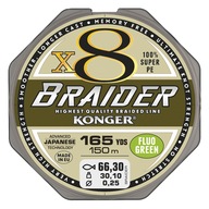 Spletená šnúra Konger Braider x8 Fluo Green 0,06mm / 150m
