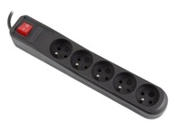 Predlžovacia lišta, 5 zásuviek, vypínač, 1,5 m 01-115 Predlžovacia lišta, 5 zásuviek, vypínač, 1,5 m 01-115