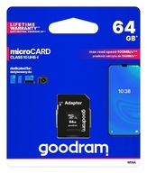 GOODRAM CARD MICROSD 64GB MICRO CL10 ADAPTÉR SD