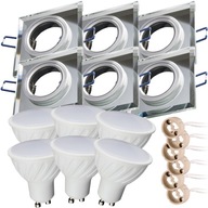 SET 6x LED GU10 8W halogénové SKLO Štvorcové SVIETIDLÁ