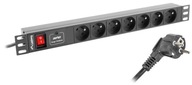 RACK LIST 19 LANBERG 1U 16A 7X 230V PL 2M C14