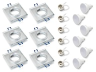 SET 6x PEVNÉ SKLO HALOGÉNOVÁ LAMPA +6x 5W LED ŽIAROVKA +6x GU10 6000K SET 6x PEVNÉ SKLO HALOGÉNOVÁ LAMPA +6x 5W LED ŽIAROVKA +6x GU10 6000K