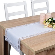 elegantný behúň na stôl s guipure FLORENCJA 60x120 biely