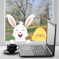 Veľkonočné nálepky Kuriatko zajačik v okne 65cm