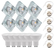Sada 6x štvorcového skleneného halogénového svietidla + LED GU10 Sada 6x štvorcového skleneného halogénového svietidla + LED GU10