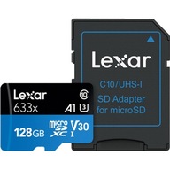 Lexar microSDXC 128GB 633x 100MB/s U1 V30 + adaptér Lexar microSDXC 128GB 633x 100MB/s U1 V30 + adaptér