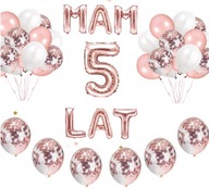 Sada BALÓNOV číslo 5 YEARS narodeninové konfety ROSE Sada BALÓNOV číslo 5 YEARS narodeninové konfety ROSE