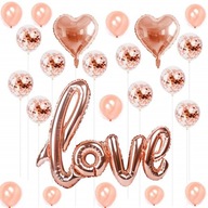 ROSE GOLD BABY BALOONS, nápis LOVE s konfetami ROSE GOLD BABY BALOONS, nápis LOVE s konfetami