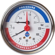 TEPLOMANOMETER 80mm 1/2 2,5 bar 120C ZADNÝ AXIAL. TEPLOMANOMETER 80mm 1/2 2,5 bar 120C ZADNÝ AXIAL.