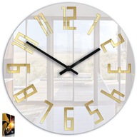 Štýlové štíhle zlaté hodiny 32cm tiché lesklé zrkadlo