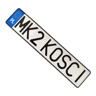 Poľský hliníkový lisovaný štítok pre registračné rámy, MK2 KOSCI