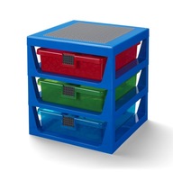 Lego knižnica stolová polica s 3 zásuvkami modrá