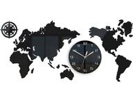 Nástenné hodiny Mapa sveta 80 X 40 cm Black Silent Nástenné hodiny Mapa sveta 80 X 40 cm Black Silent