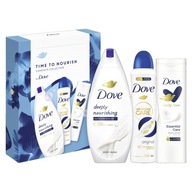 Dove Set: Sprchový gél + telové mlieko + antiperspirant v spreji Dove Set: Sprchový gél + telové mlieko + antiperspirant v spreji