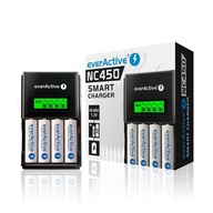 Nabíjačka pre 4ks AA AAA R6 R3 everActive NC450 NC-450 tyčové batérie Nabíjačka pre 4ks AA AAA R6 R3 everActive NC450 NC-450 tyčové batérie