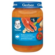 Gerber Dinner Sortiment zeleniny s lososom v paradajkovej omáčke pre deti 190g