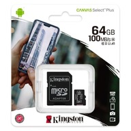 Karta KINGSTON Canvas Plus 64 GB microSDXC A1 100 MB Karta KINGSTON Canvas Plus 64 GB microSDXC A1 100 MB