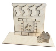 Drevený krb vianočná dekorácia decoupage Drevený krb vianočná dekorácia decoupage
