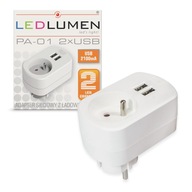 Výkonná nástenná nabíjačka 2xUSB 2100mA LEDLUMEN Výkonná nástenná nabíjačka 2xUSB 2100mA LEDLUMEN